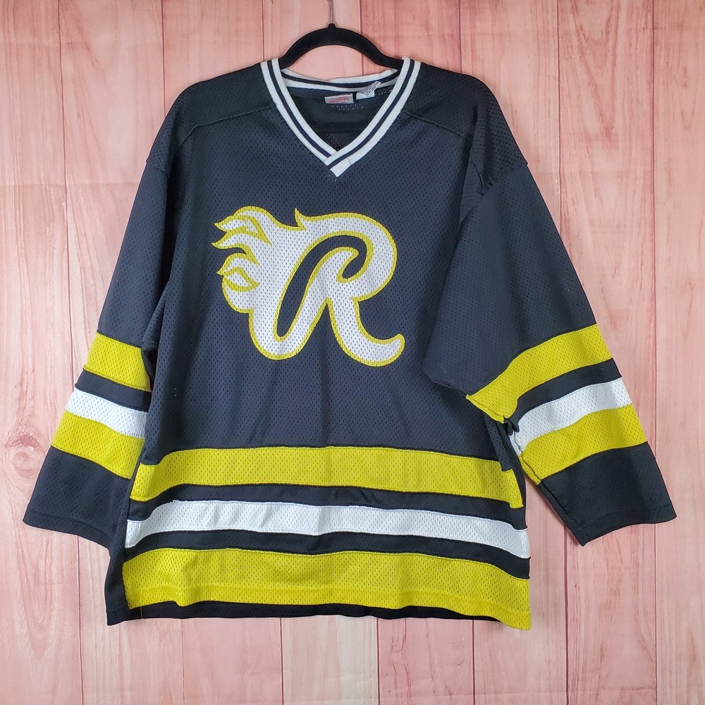 Vintage Rawlings Jersey Mens L Black Mesh Flame Style Logo Long Sleeve V-Neck